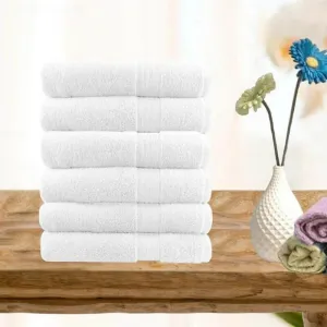 Softouch Ultra Light Quick Dry Premium Cotton 6 Piece White Hand Towel Pack