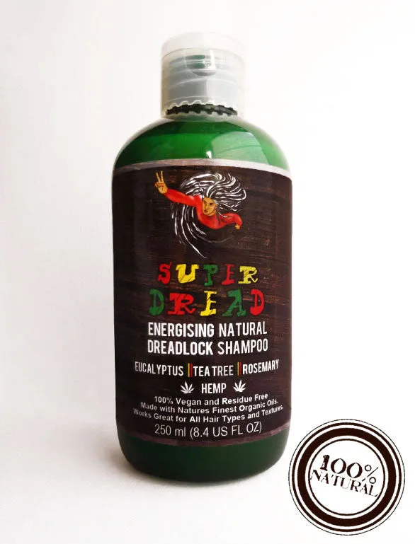 Super Dread Natural Dreadlock Shampoo - Hemp, Eucalyptus, Tea Tree and Rosemary