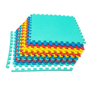 Tangkula 12 Tiles Exercise Flooring Mats with Border, Non-Slip EVA Foam Protective Mats