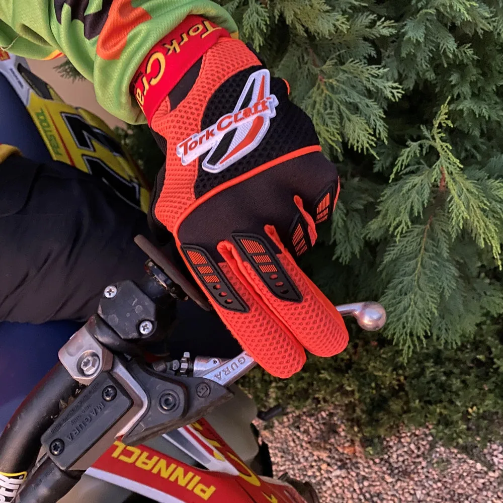 TORK CRAFT LIMITED EDIT. MEDIUM  RACING GLOVE ORANGE SYN. LEATHER GL121