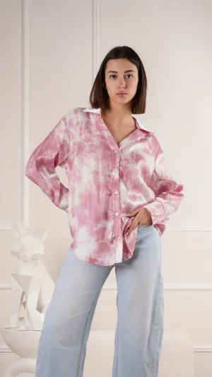 Trendy loose-fit shirt with luxe tie-dye design wholesale