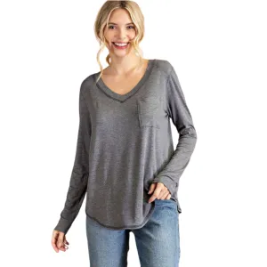 V-Neck Stitch Contrast Top