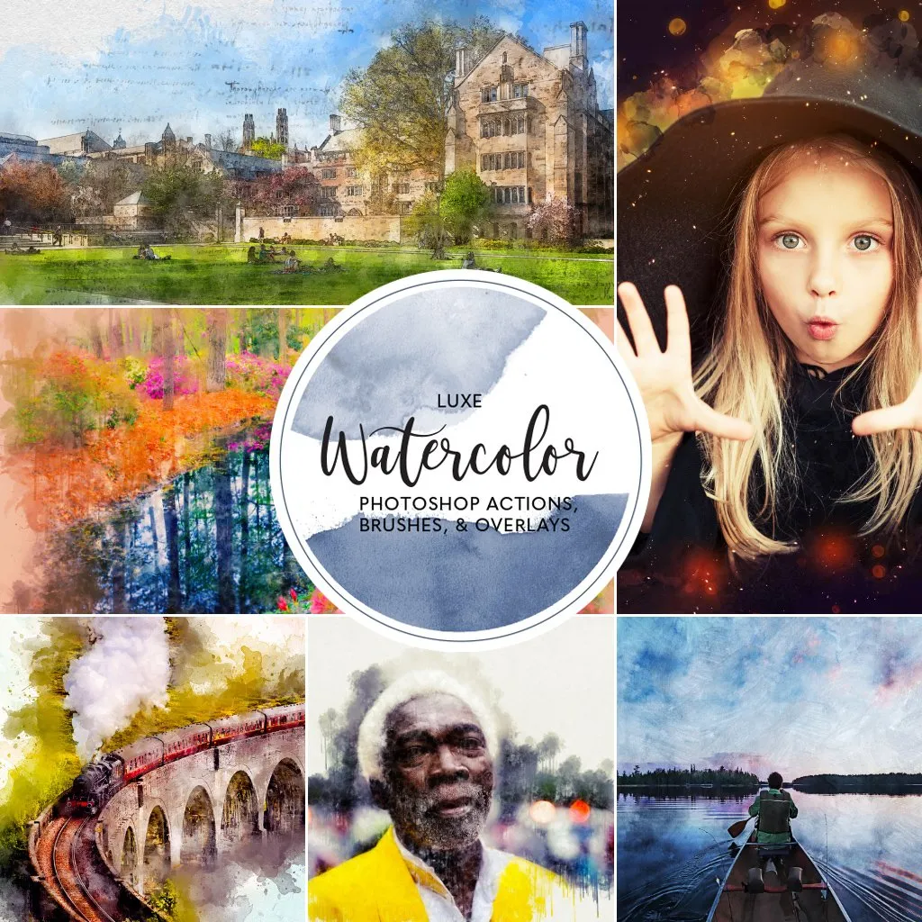 Watercolor, Paint, & More! Photoshop Actions, Brushes, & Overlays