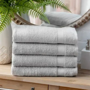 Welhome 4 Bath Towels Set Soft Quick Dry 100% Cotton Weight 434gsm