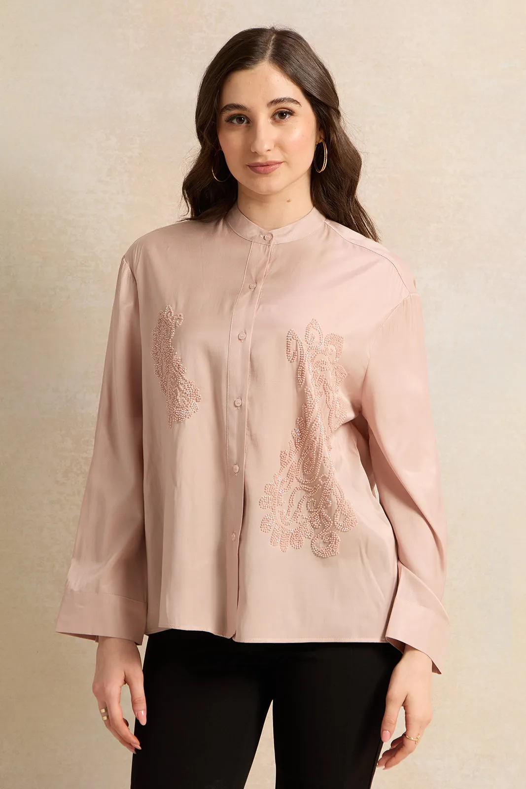 Women Pink Embellished Blouse